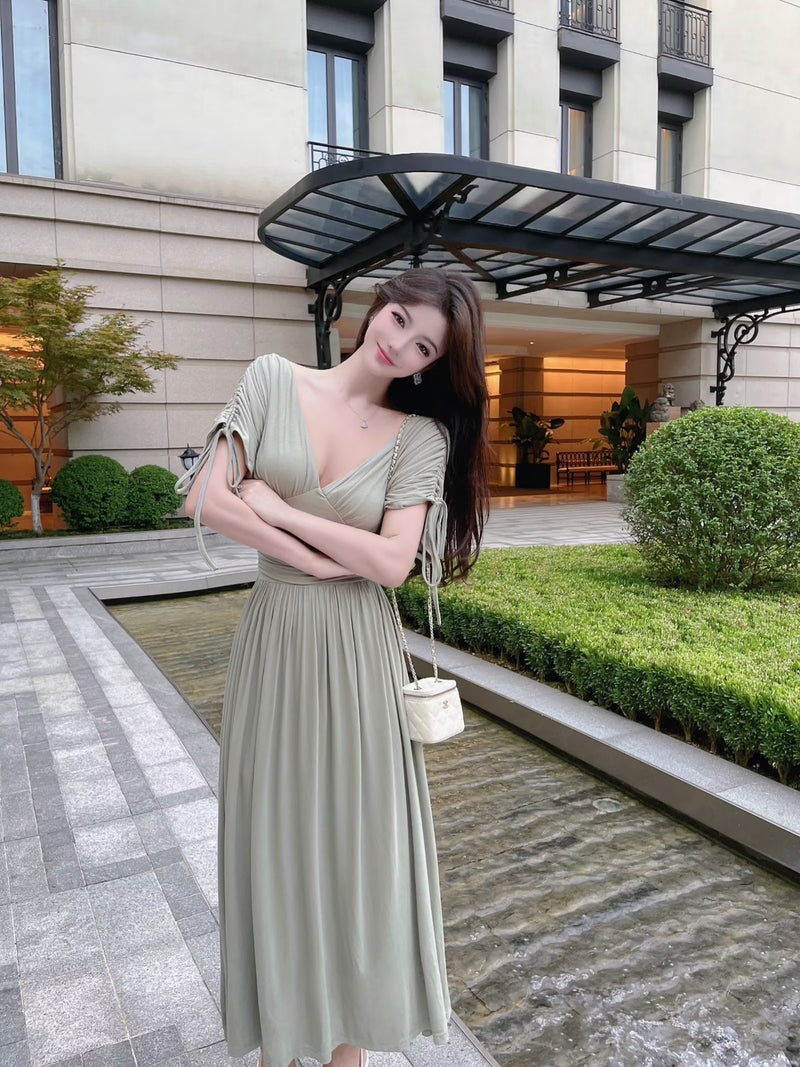 Women's Retro Greek French Modal Pleated Dress