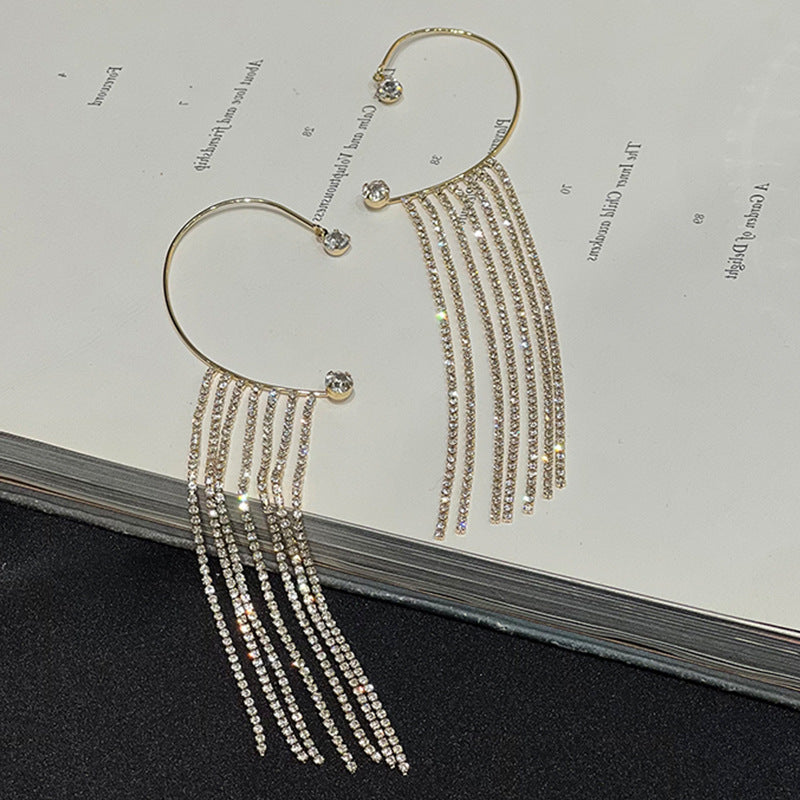 Elegant and simple long tassel earrings