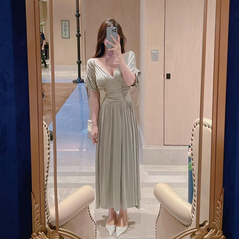Women's Retro Greek French Modal Pleated Dress