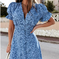 Women's short dress with summer print and button