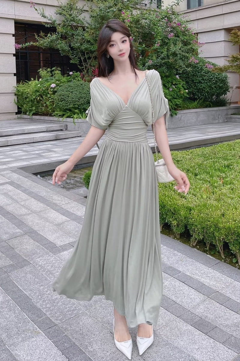 Women's Retro Greek French Modal Pleated Dress