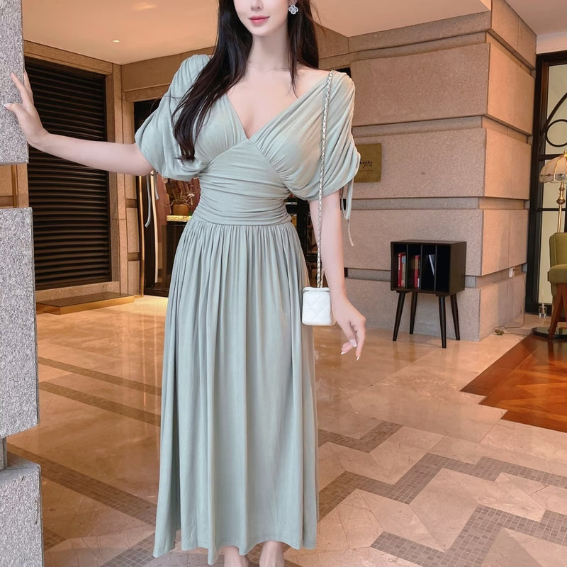 Women's Retro Greek French Modal Pleated Dress